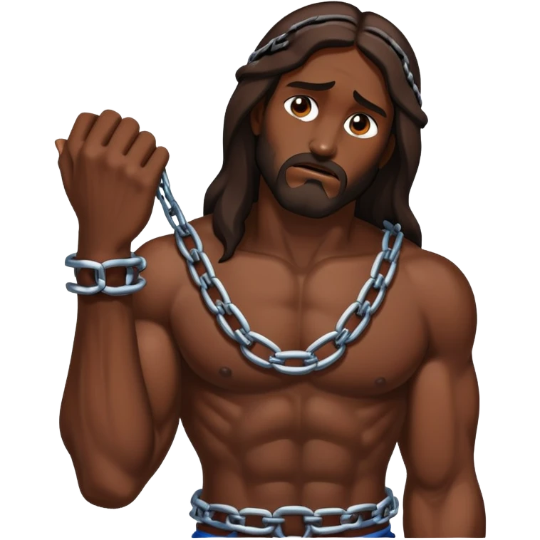 Dark skin christ Jesus chained down emoji