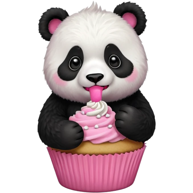 panda eating cupcake emoji