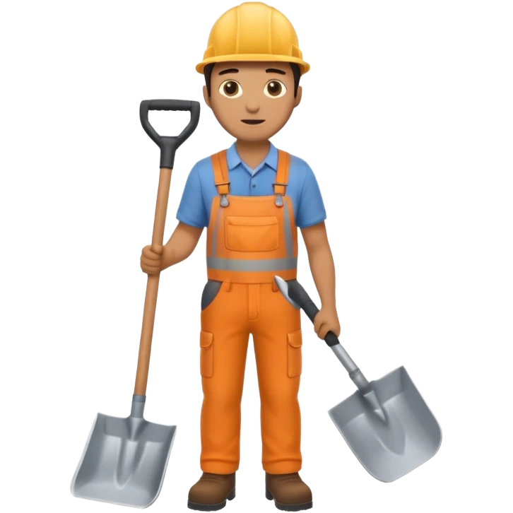 Landscaping company worker, shoveling, full body emoji