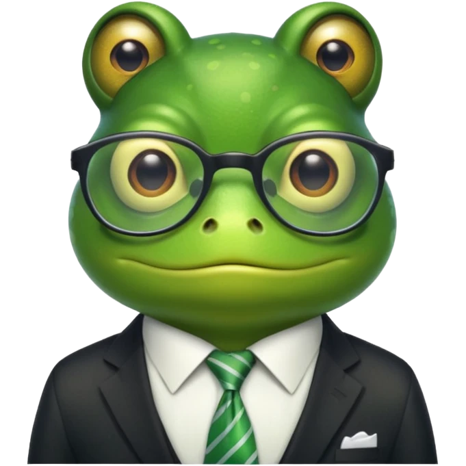 glasses frog with tie emoji