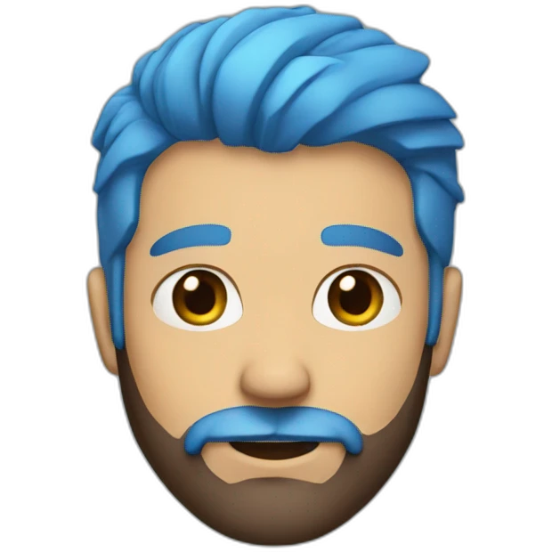 man with brown beard and blue hair emoji