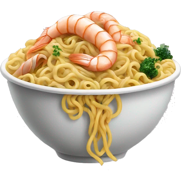 Scrumptious noodles with sea food combined  emoji