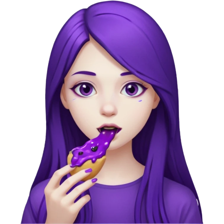 girl with long hair and alternative with eating disorder purple food emoji