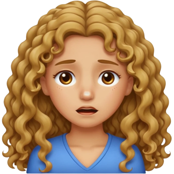 long Bronde curly hair girl bawling  emoji