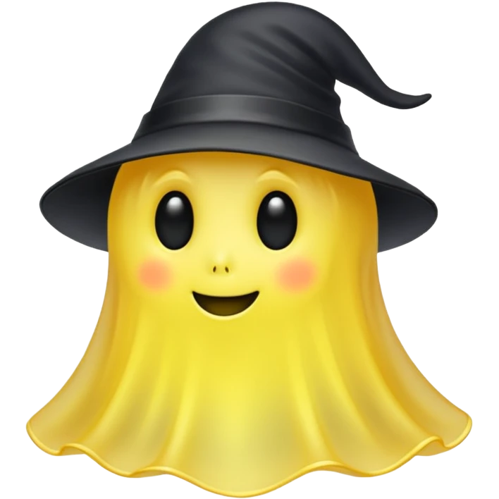 Yellow ghost with tiny black hat emoji