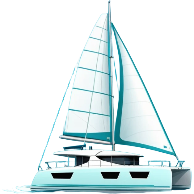 make a 50ft catamaran lagoon styled faceing to the right. make the sails like a dark tiffany blue emoji