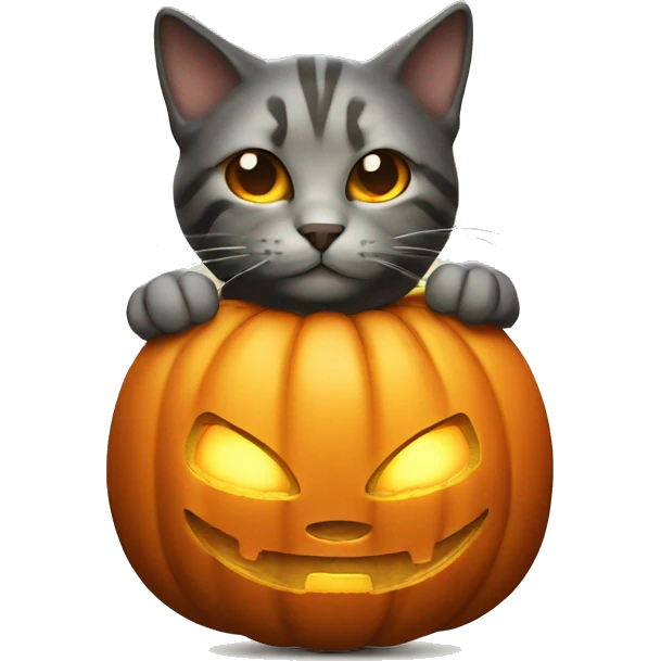Cat glowing Jack-o-lantern emoji