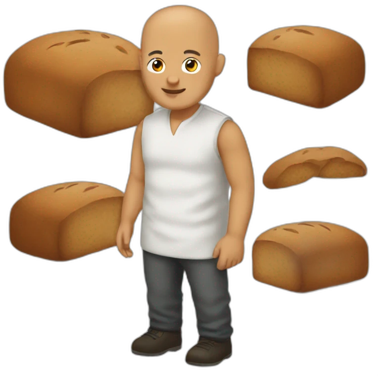 Bald man with dark bread  emoji