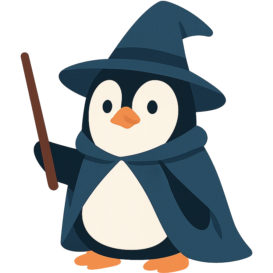 flat design style penguin wizard emoji