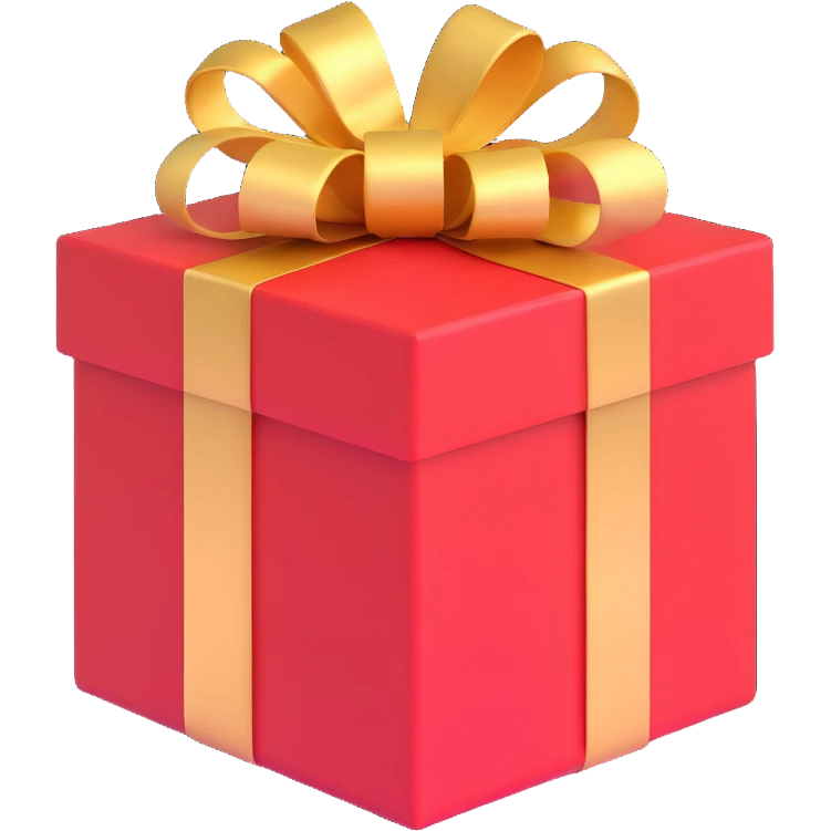 gift box, red with gold ribbon emoji