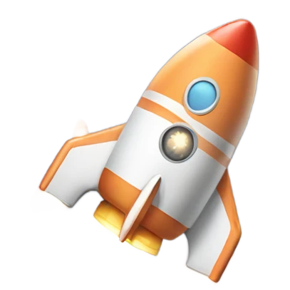 rocket ship going in peach emoji