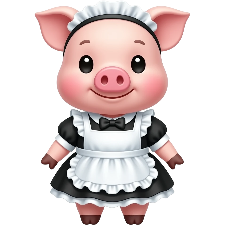 cute pig in maid dress closeup emoji