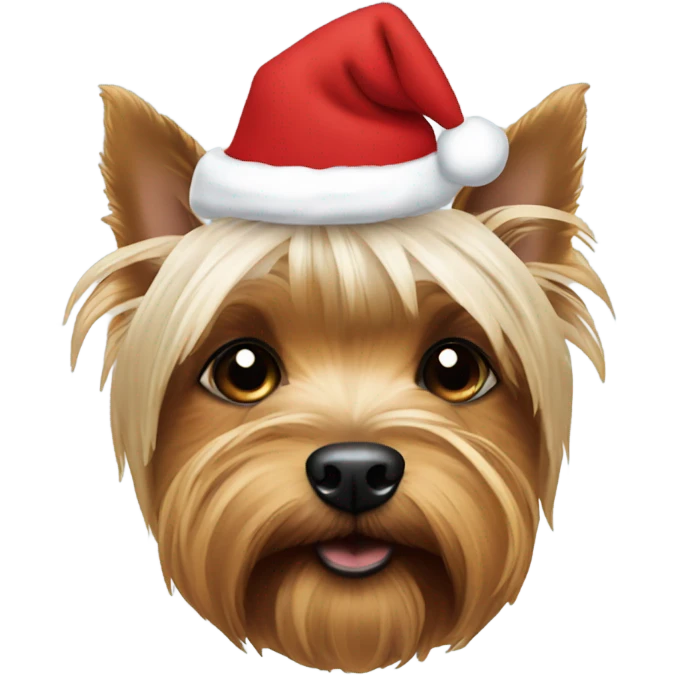 Old Yorkshire terrier Christmas hat emoji