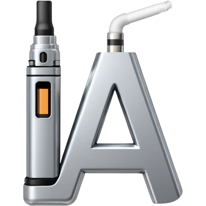 Letter A is designed in the style of an electronic cigarette (Vape theme) with dimensions of 512 by 512 emoji