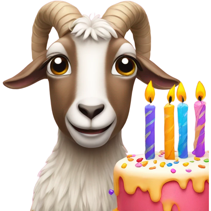 Goat with a birthday cake emoji