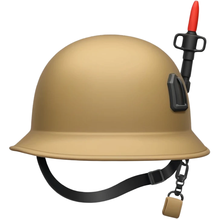 modern NATO army helmet, iPhone emoji style, tan color, characteristic shape, side rails, strap emoji