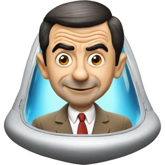 mr bean going to rocket emoji
