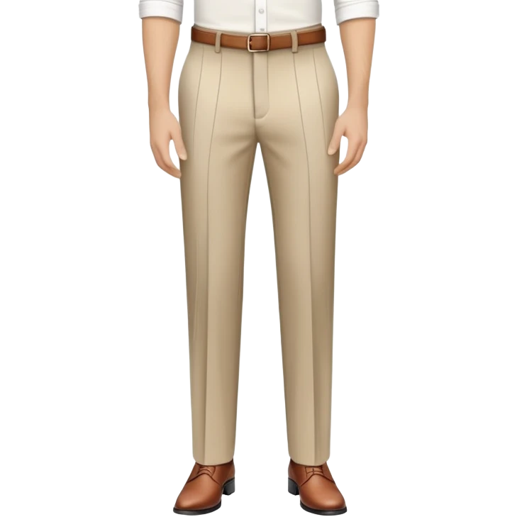 beige dress pants with only white vertical stripes, no horizontal lines, formal trousers with cuffed hem, pinstripe pattern, no grid or checks, isolated garment only emoji