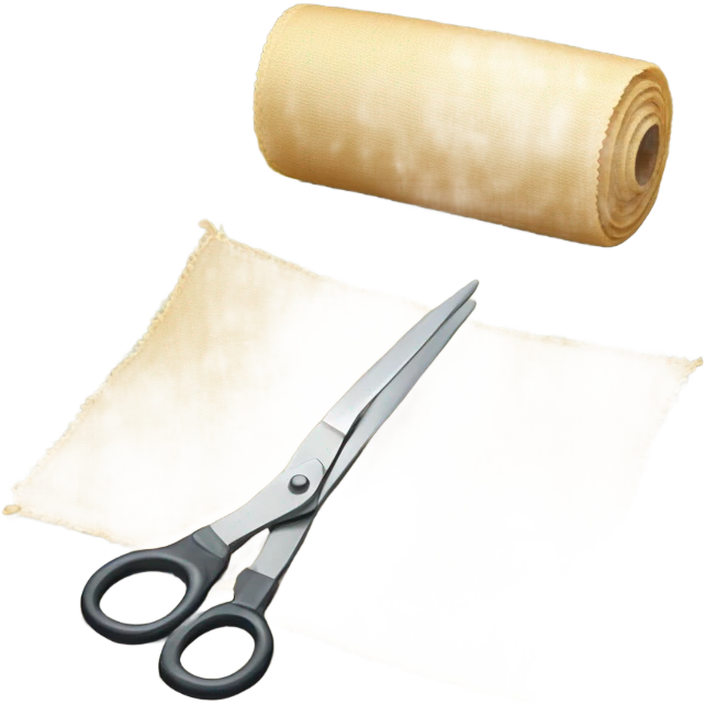 a roll of fabric is cut by scissors emoji