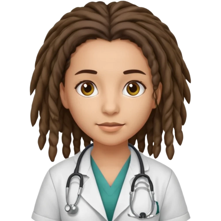 brunette girl doctor with dreadlock emoji