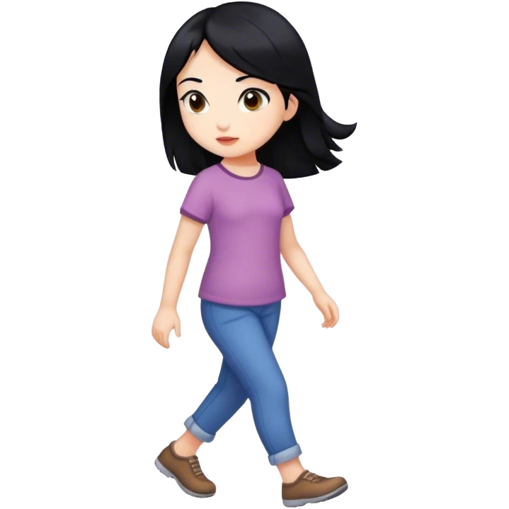Girl with black hair walking  emoji