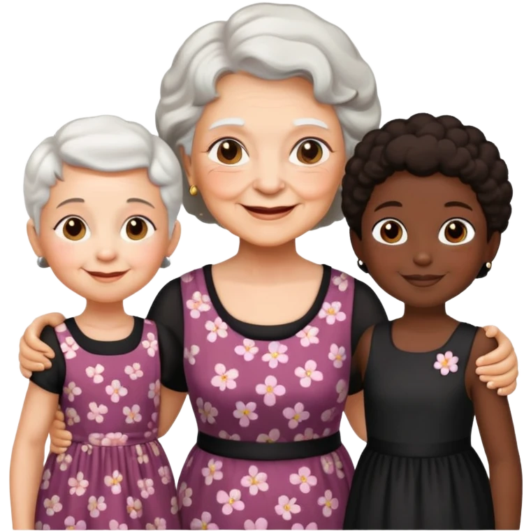 White Grandma with black identical little girls  emoji