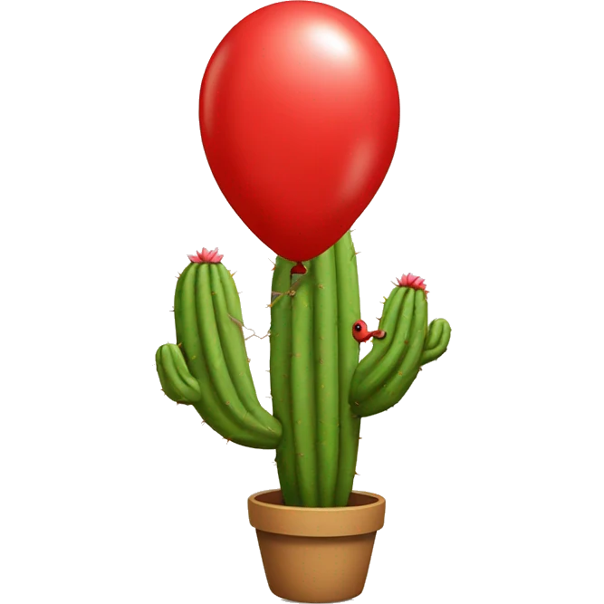 Cactus tied to a red balloon emoji