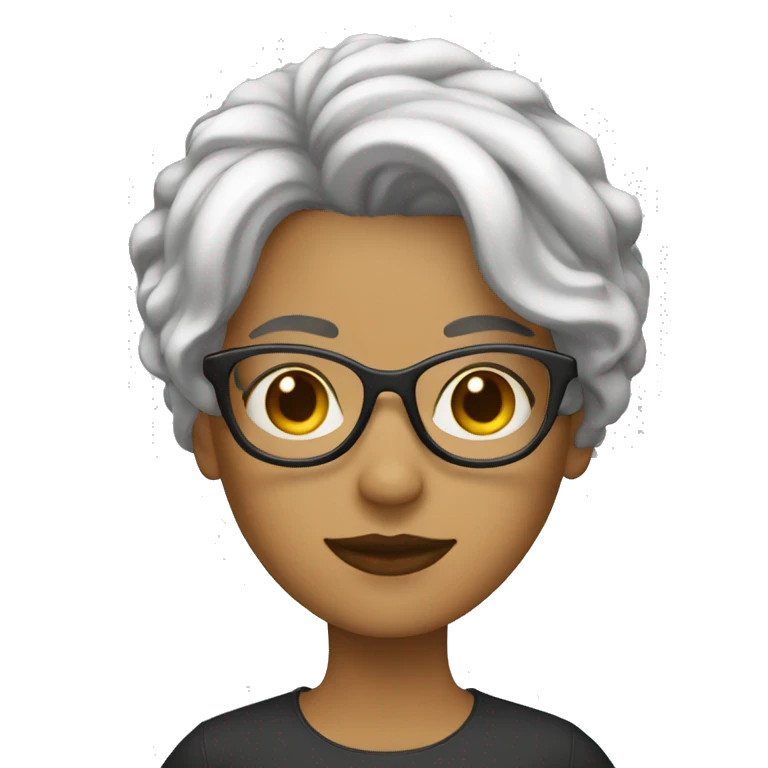 mujer blanca con lentes, pelo corto de color oscuro emoji