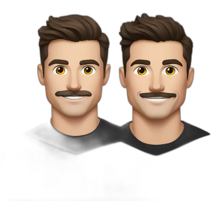 Mason mount, Cristiano Ronaldo, Matt Bomer 30 year old product designer with stubble and mustache in a black tshirt with broad shoulders profile photo emoji