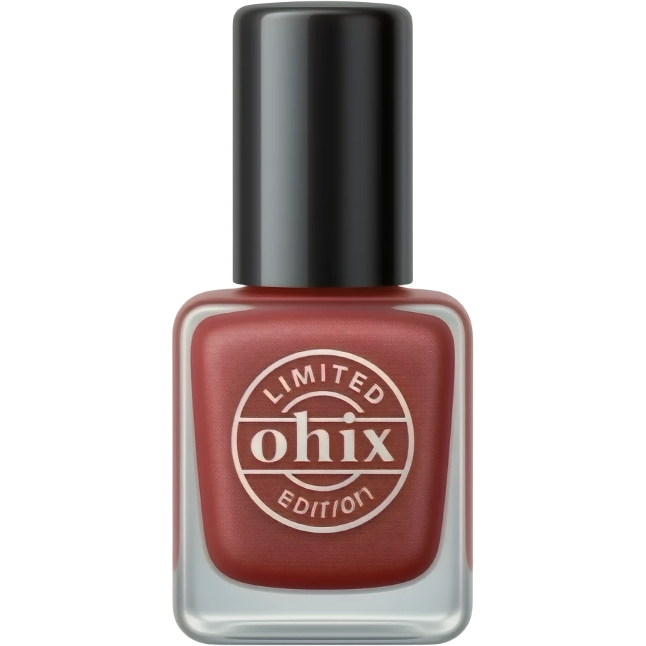 A red glitter nail polish that has limited edition sticker on it emoji