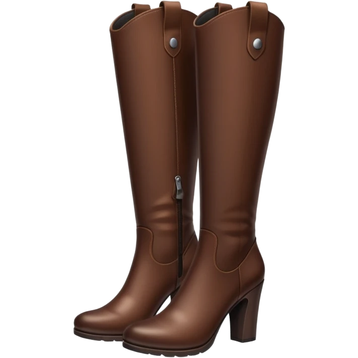 Dark brown tall leather boots with heels emoji