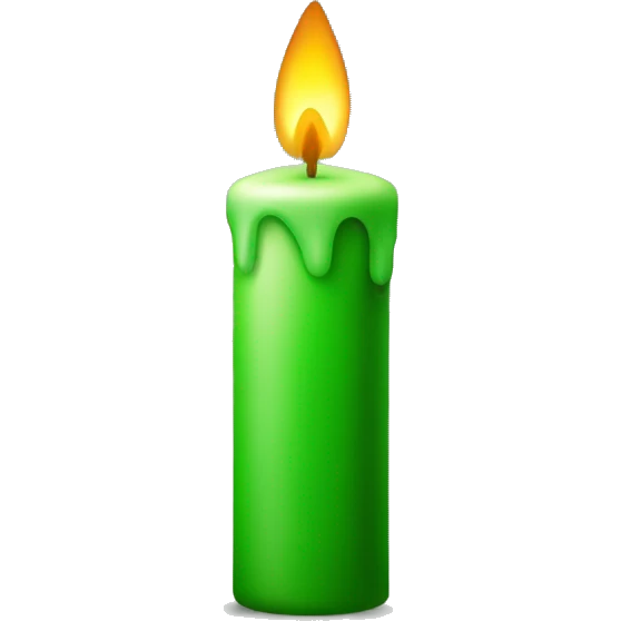 green candle in the shape of a four emoji