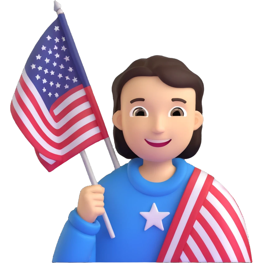 smiling person with American flag emoji
