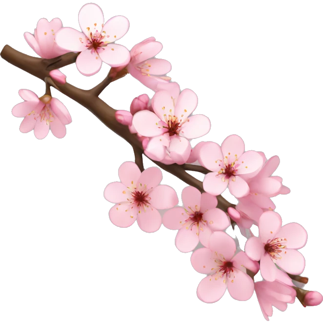 A cherry blossom tree branch with petals gently falling to the ground emoji