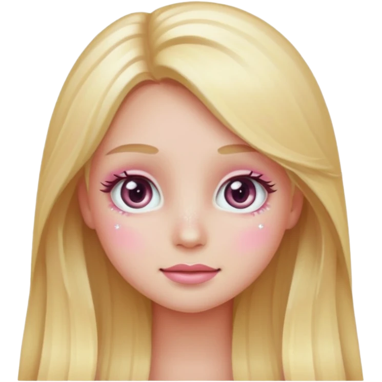 “Emoji girl, pastel pink blush, sparkly wide eyes, long blonde hair.” emoji