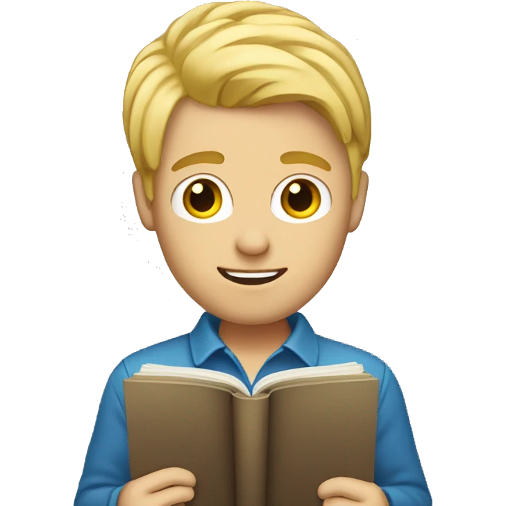 blond hair male holding an open book emoji