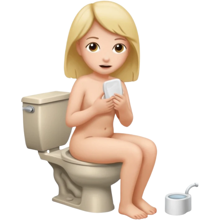 Girl naked pooping on the toilet emoji