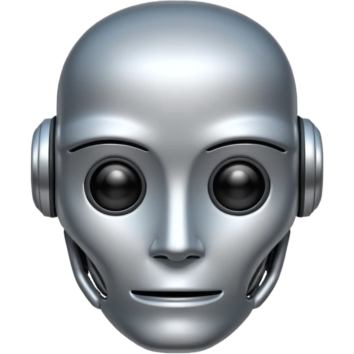 emoji representing artificial intelligence, robot face with digital elements emoji