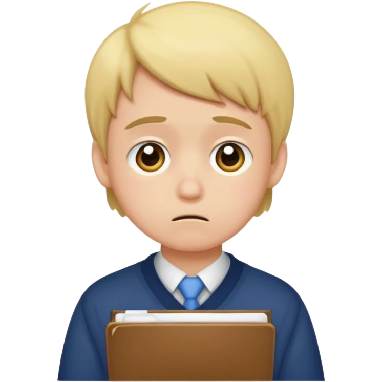 make  a sad kid who got an F on his english exam emoji