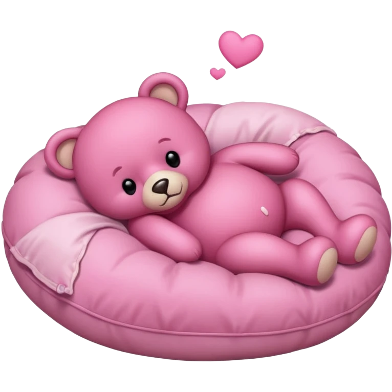 Pink teddy bear sleeping on a pillow  emoji