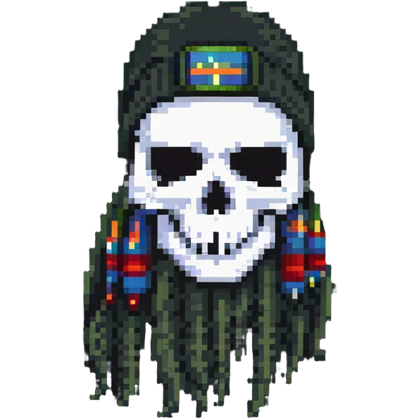 skull with dreadlocks wearing a ski mask emoji