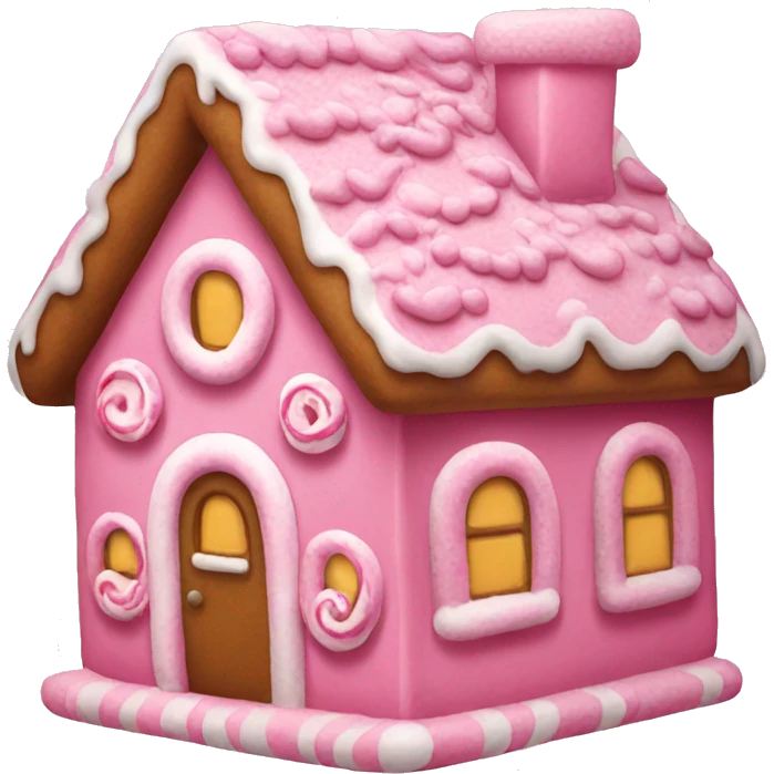 A pink gingerbread house emoji