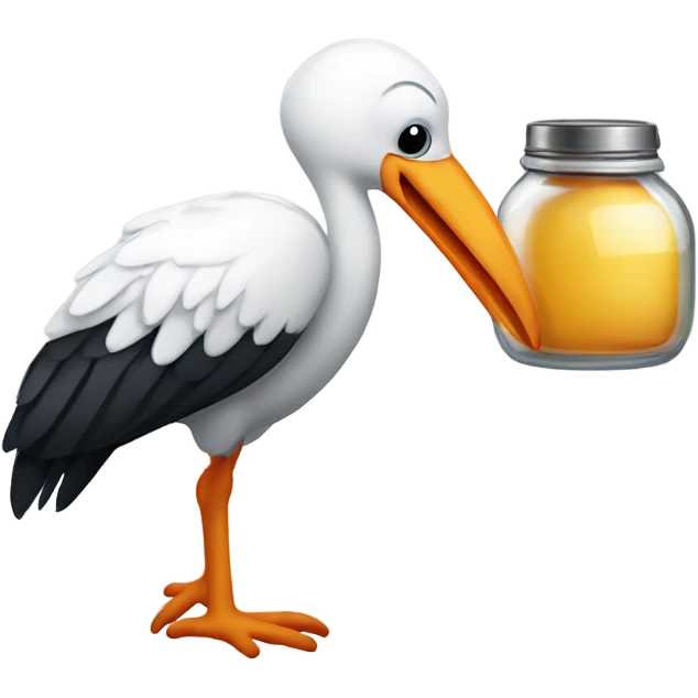 A stork carrying a jar instead of a child emoji