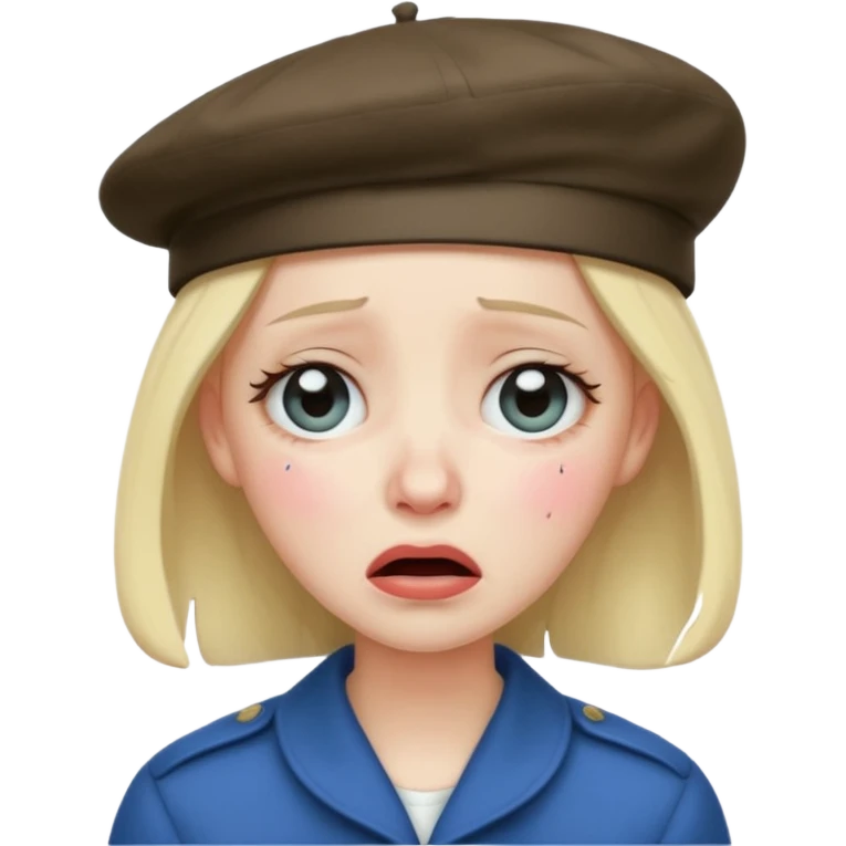 😭 with beret emoji
