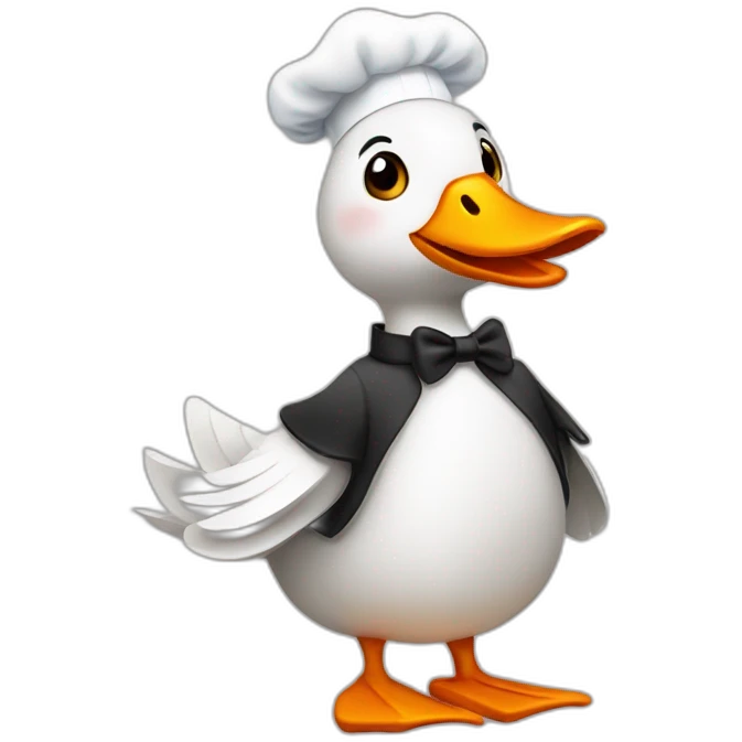 A goose dressed like a chef emoji