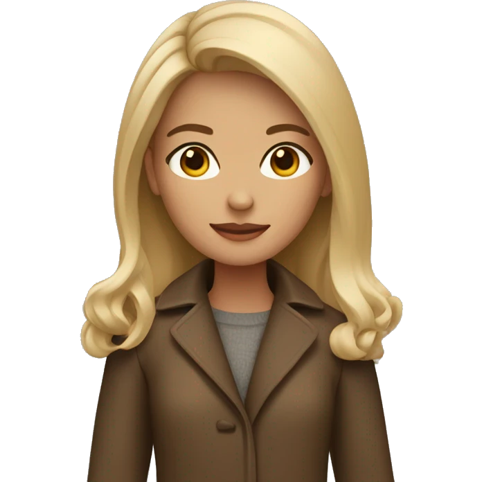 Girl with dark blond with omre light blond wearing brown coat emoji