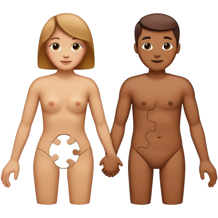 Two people with puzzle piece bodies that fit perfectly together, representing compatible personalities emoji
