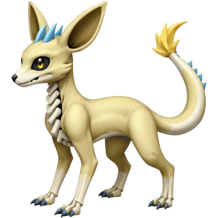 Skeletal-Manectric-Electrike-Lucio-Cubone-Umbreon-Marowak-Draco-Fakémon-hybrid-creature (full body), 4 legs emoji