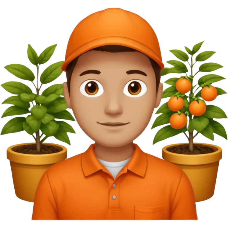 Garden store employee in orange emoji