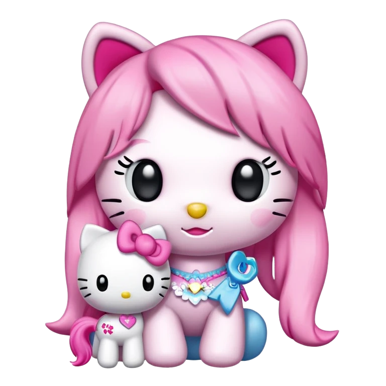 Hello kitty con su peluche de my little pony emoji